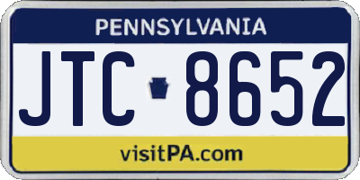 PA license plate JTC8652