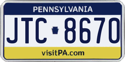 PA license plate JTC8670