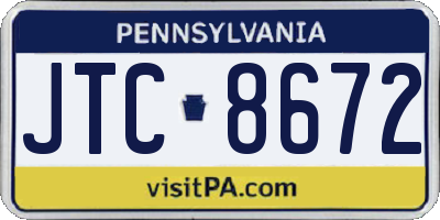 PA license plate JTC8672