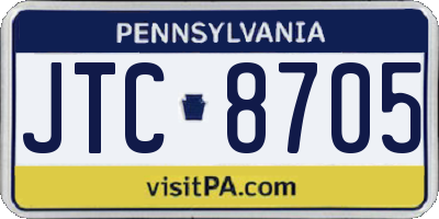 PA license plate JTC8705