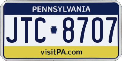 PA license plate JTC8707