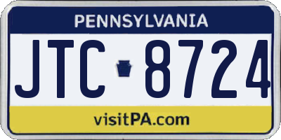 PA license plate JTC8724