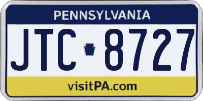 PA license plate JTC8727