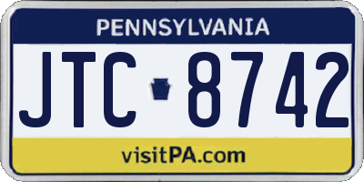 PA license plate JTC8742