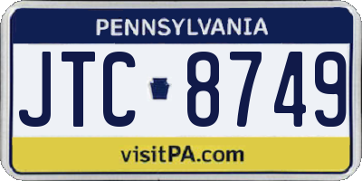PA license plate JTC8749
