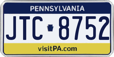 PA license plate JTC8752