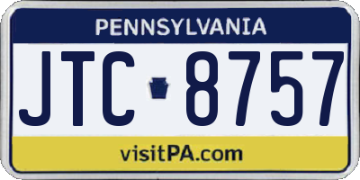 PA license plate JTC8757
