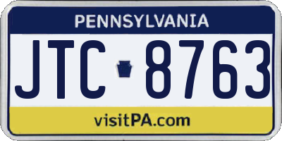 PA license plate JTC8763