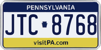 PA license plate JTC8768