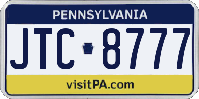 PA license plate JTC8777