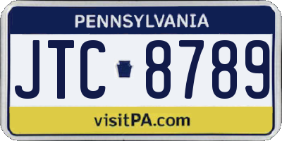 PA license plate JTC8789