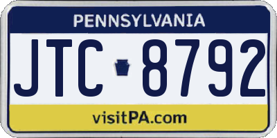 PA license plate JTC8792