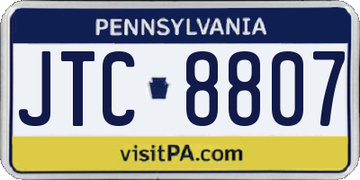 PA license plate JTC8807