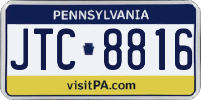 PA license plate JTC8816