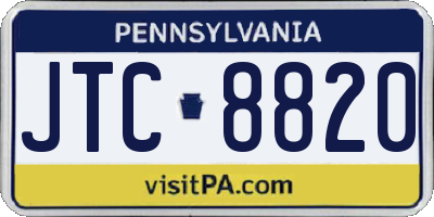 PA license plate JTC8820