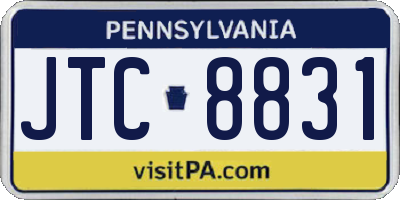 PA license plate JTC8831