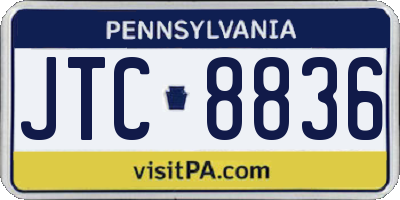 PA license plate JTC8836