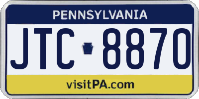 PA license plate JTC8870