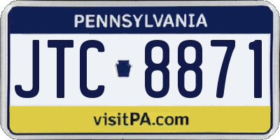 PA license plate JTC8871