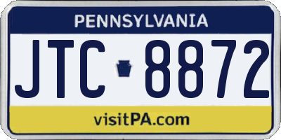 PA license plate JTC8872