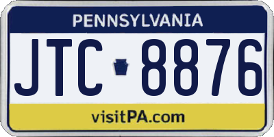 PA license plate JTC8876
