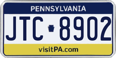 PA license plate JTC8902