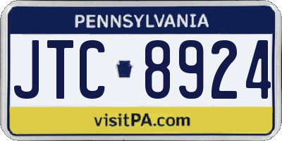 PA license plate JTC8924