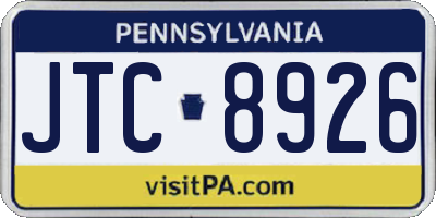 PA license plate JTC8926