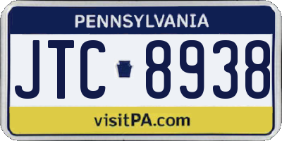 PA license plate JTC8938
