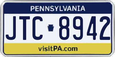PA license plate JTC8942