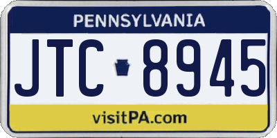PA license plate JTC8945