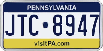 PA license plate JTC8947