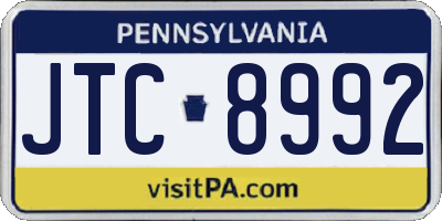 PA license plate JTC8992