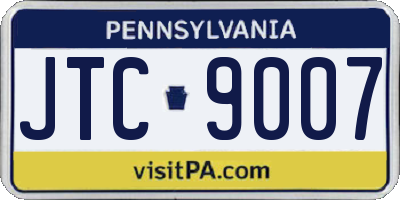 PA license plate JTC9007