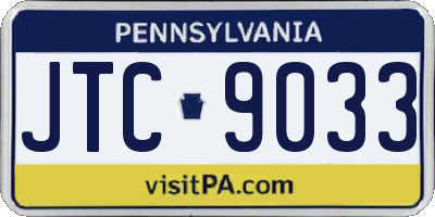 PA license plate JTC9033