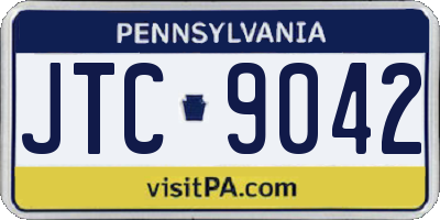 PA license plate JTC9042