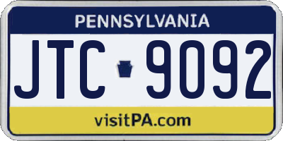 PA license plate JTC9092