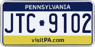 PA license plate JTC9102