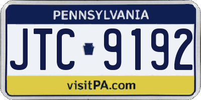 PA license plate JTC9192