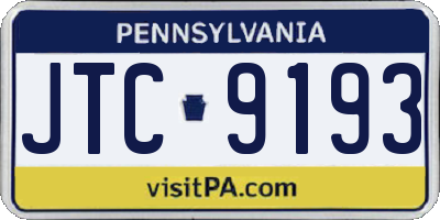 PA license plate JTC9193