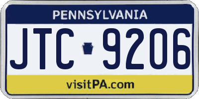 PA license plate JTC9206
