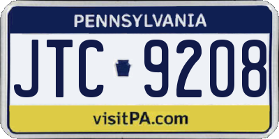 PA license plate JTC9208
