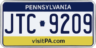 PA license plate JTC9209