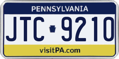 PA license plate JTC9210