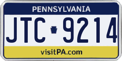 PA license plate JTC9214
