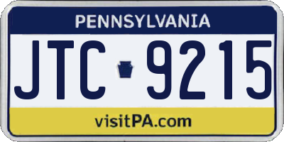PA license plate JTC9215