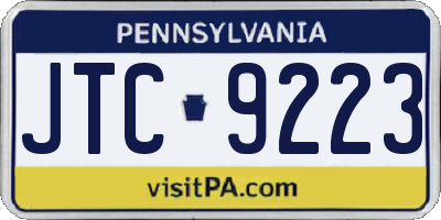 PA license plate JTC9223