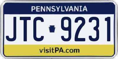 PA license plate JTC9231