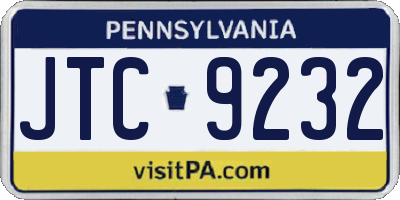 PA license plate JTC9232