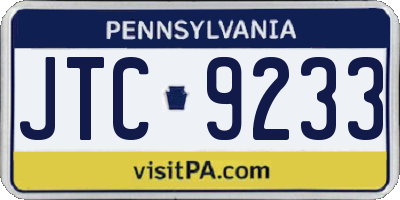 PA license plate JTC9233